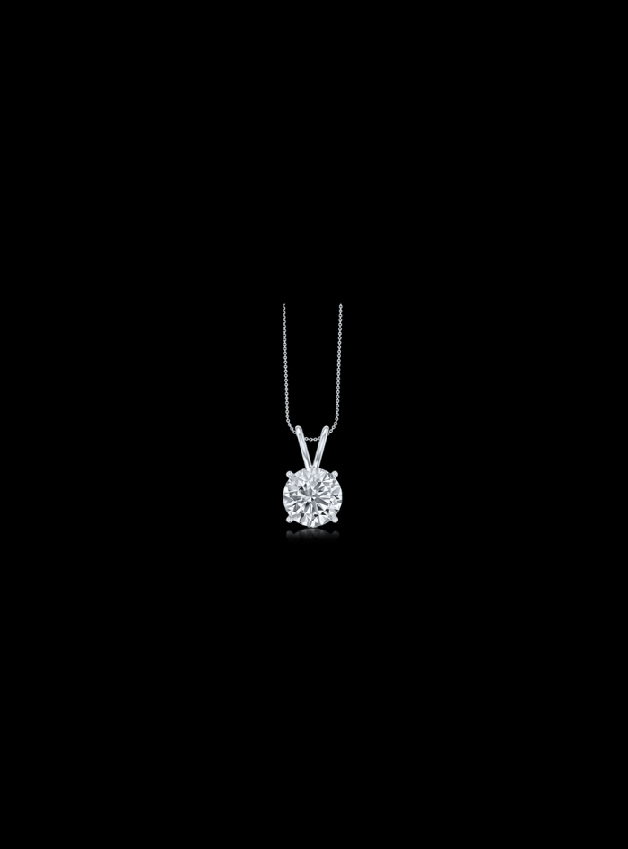 Lab Grown Diamond Solitaire Pendant-14K White Gold-4 Prong Basket-Round 0.25 Ct TW